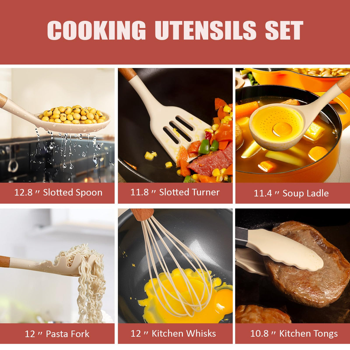 Kitchen Utensils Set,18-Piece Cooking Utensils and Knife Set,Black