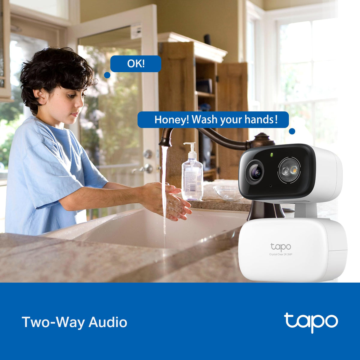 Tapo 2K Pan Tilt Security Camera for Baby Monitor, Dog Camera,C211(2-Pack)