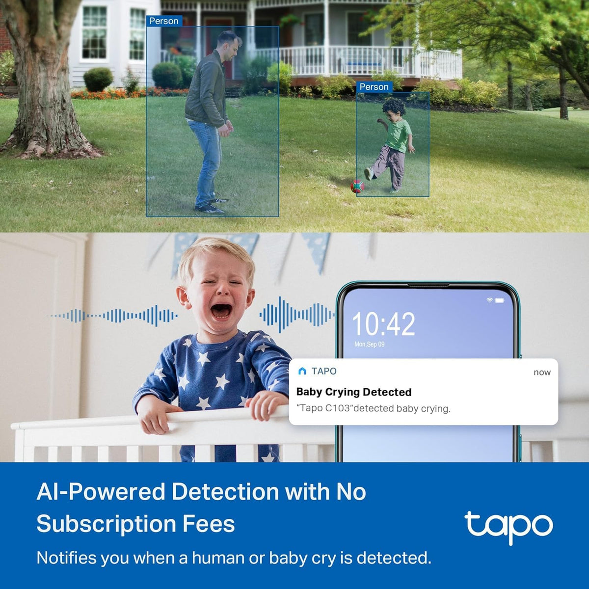 Tapo 2K Pan Tilt Security Camera for Baby Monitor, Dog Camera,C211(2-Pack)