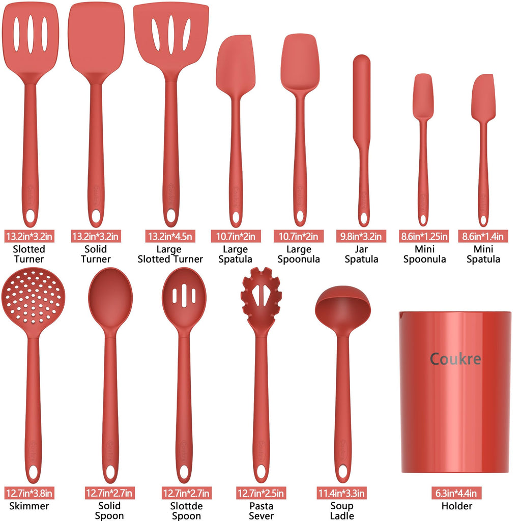 Silicone Kitchen Cooking Utensils Set, Heat Resistant, 14-Piece