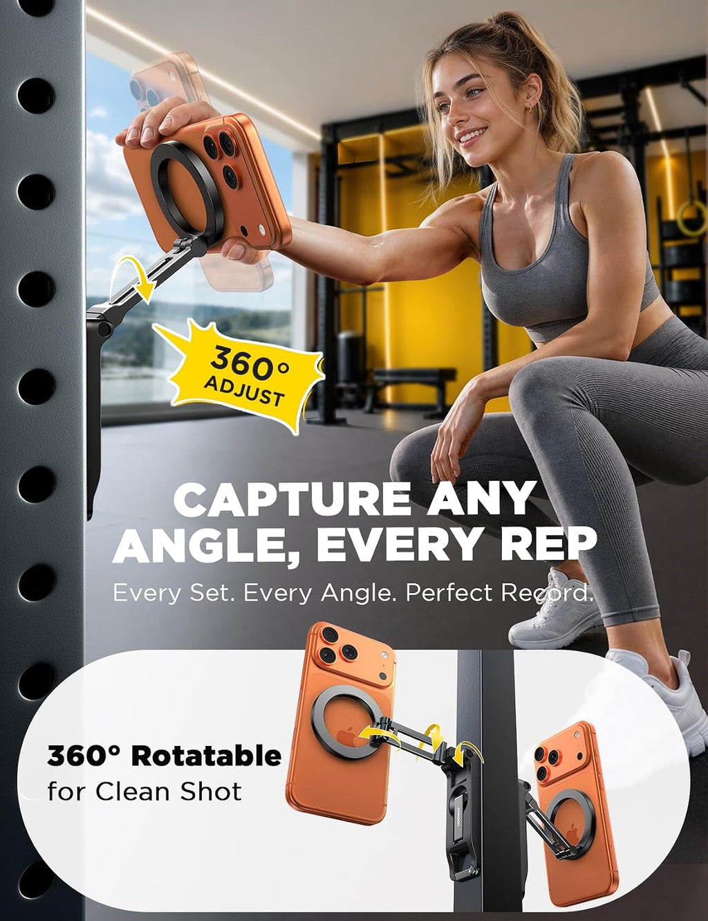 JOYROOM Magnetic Phone Holder for Gym, Dual-Sided 10x N55 Magnets with Hook