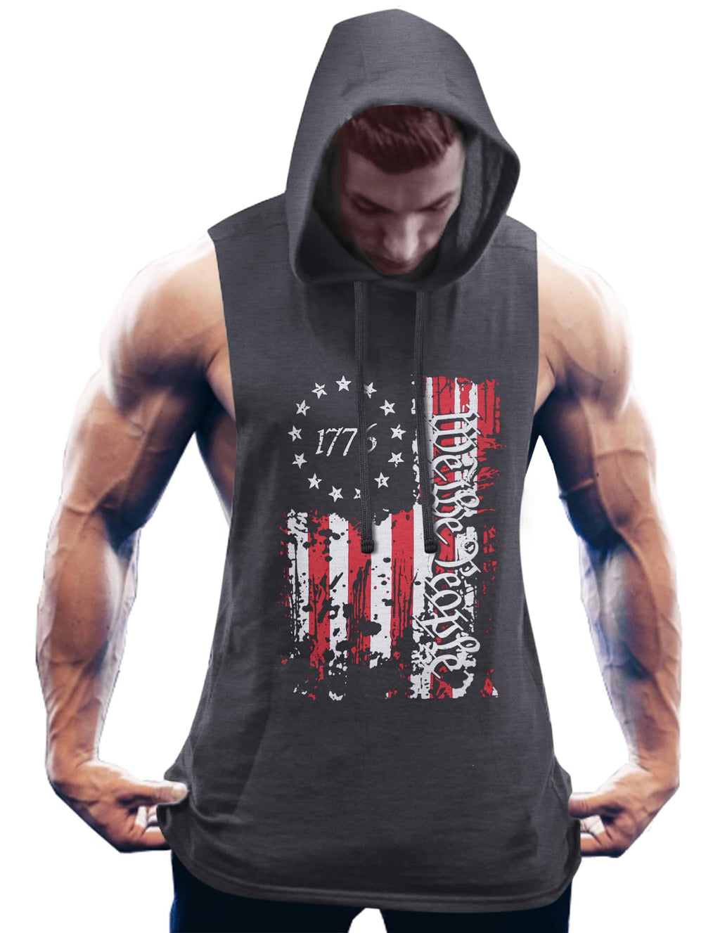 COOFANDY Men's Workout Hooded Tank Tops Bodybuilding Muscle Cut Off T Shirt Sleeveless Gym Hoodies