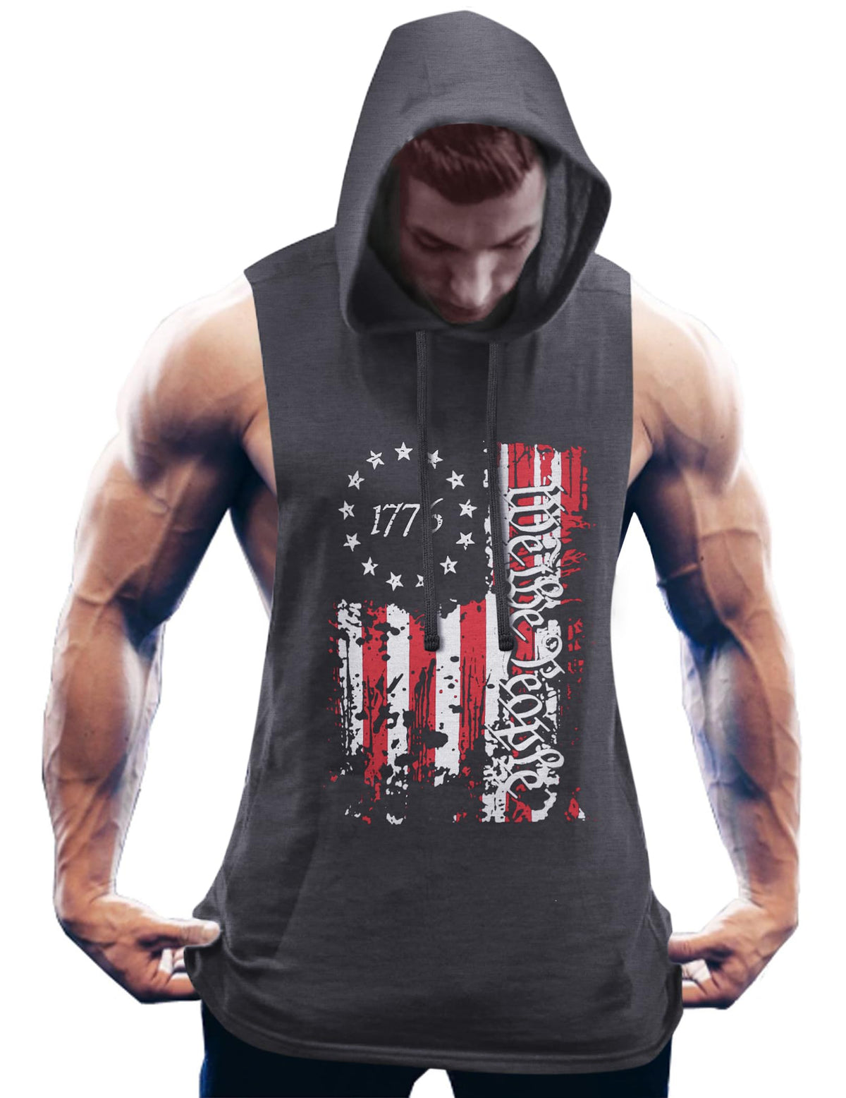COOFANDY Men's Workout Hooded Tank Tops Bodybuilding Muscle Cut Off T Shirt Sleeveless Gym Hoodies