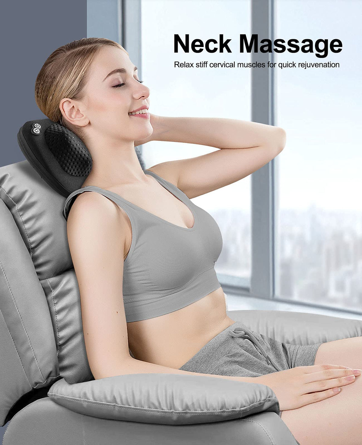 VIKTOR JURGEN Shiatsu Back Massager with Heat for Pain Relief, Gray