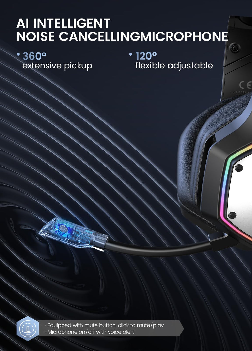 EKSA E1000 USB PC Gaming Headset with Mic, 7.1 Surround Sound