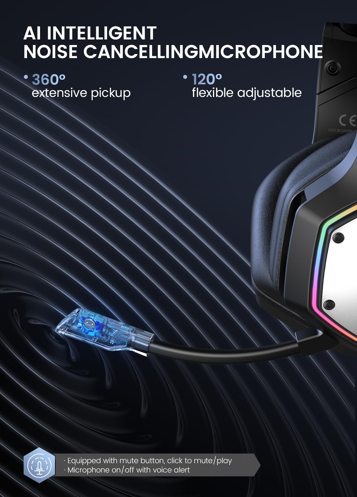 EKSA E1000 USB PC Gaming Headset with Mic, 7.1 Surround Sound