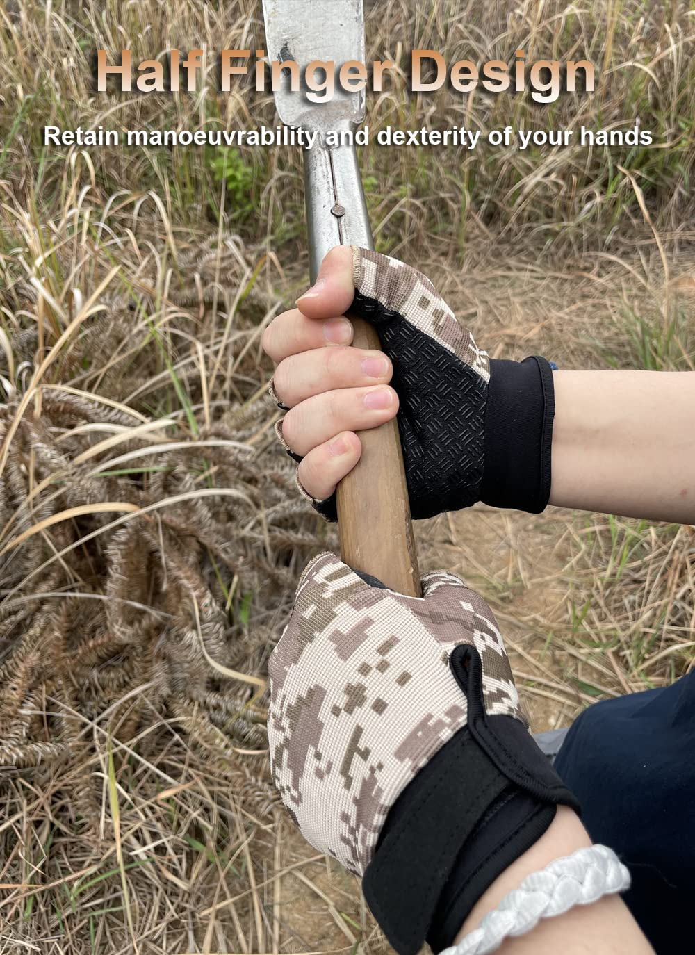 SUJAYU Fingerless Gloves - Tactical & Biking Gloves for Men & Women, Ideal for Airsoft, Fishing & Training