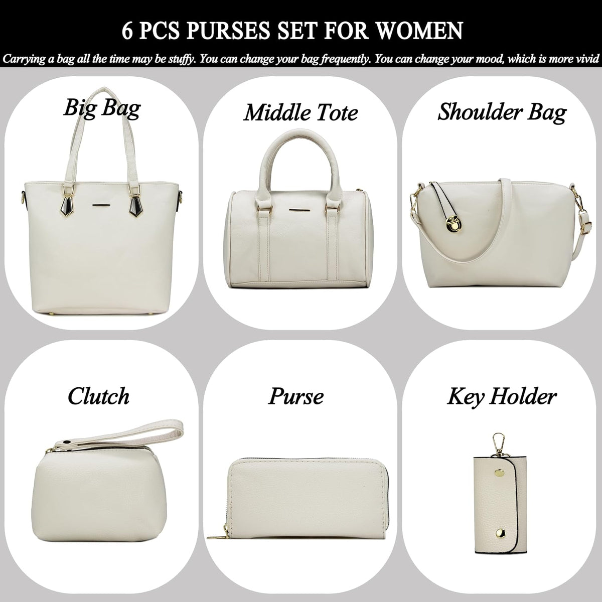 2E-youth Damen Geldbrsen und Handtaschen Set Tragetasche, Umhngetasche