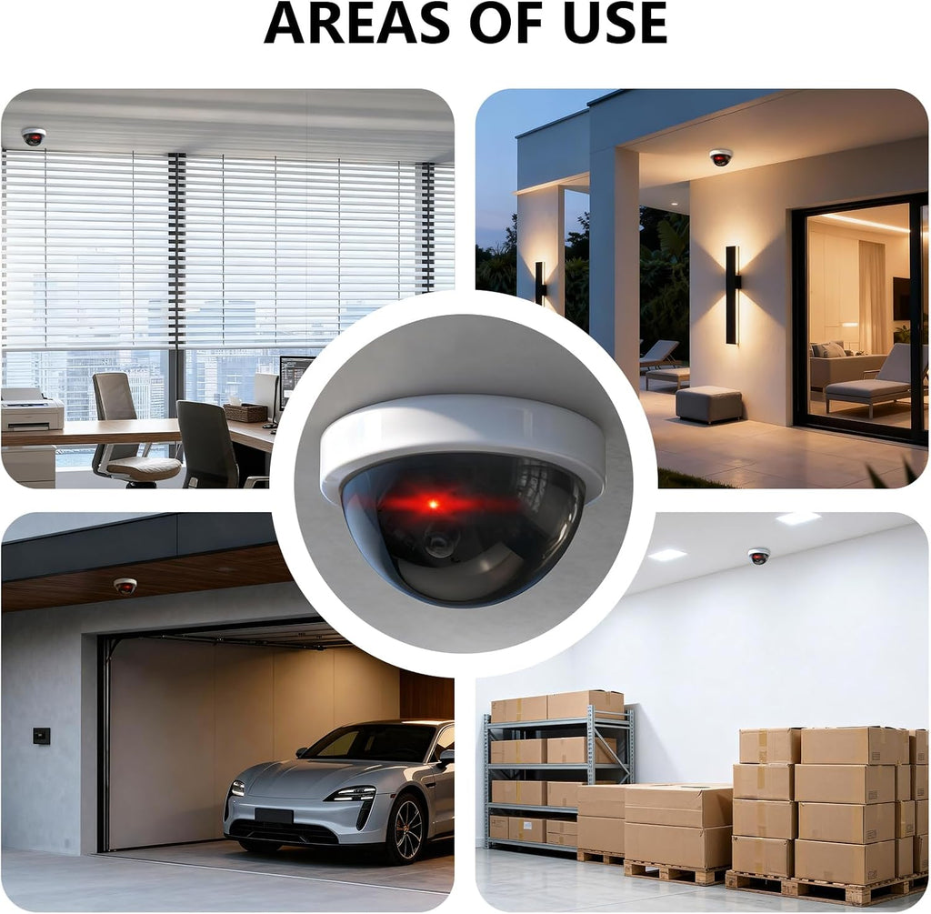 WALI CCTV Dome Fake Camera with Flashing Red Light, 2 Pack, White (SDW-2)