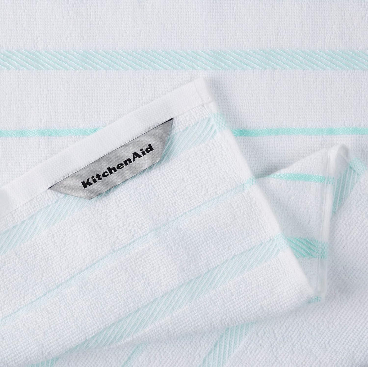KitchenAid Albany Kitchen Towel 4-Pack Set, Milkshake Tan/White, 16"x26"