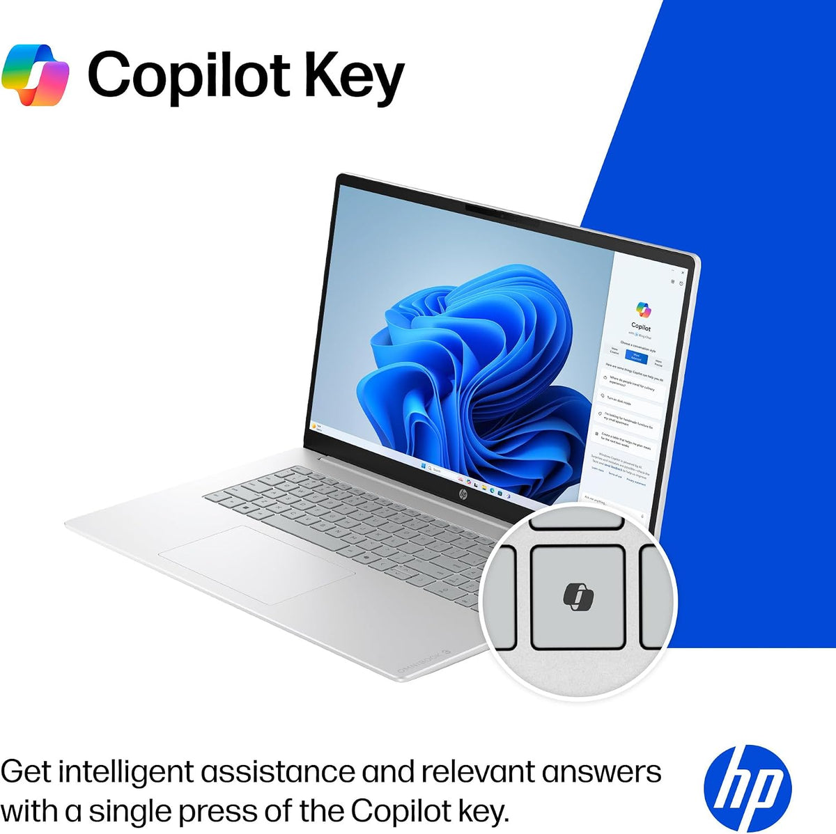 HP OmniBook 3 17.3 inch Laptop PC, FHD Display, Intel Core Ultra 5 225U, 8 GB RAM, 512 GB SSD, Intel Graphics, Windows 11 Home, Glacier Silver, 17-dg0099nr
