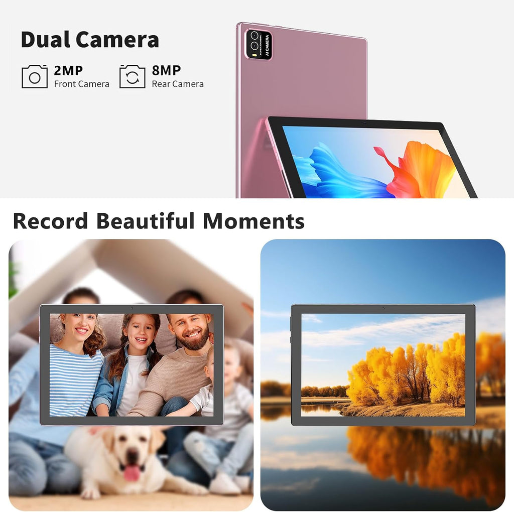 IWEGGO Android 15 Tablet, 10 Inch 18GB RAM+128GB ROM/ 2TB Expandable Tablet, 2.0GHz Quad-core Processor, 1280*800 HD Touch Screen, 5G WiFi6 BT 5.0, 2 in 1 Tablets with Keyboard Case Mouse Stylus Pink