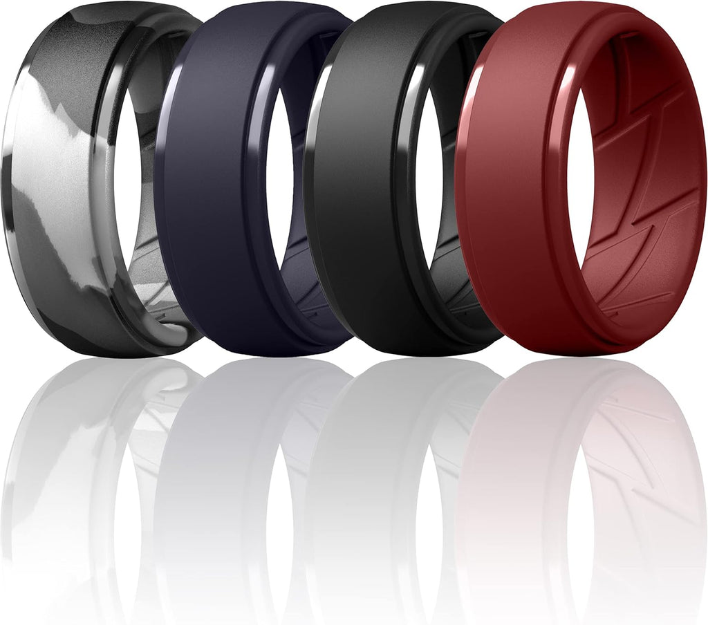 ThunderFit Men's Silicone Rings, Breathable Rubber Bands, 10mm Wide