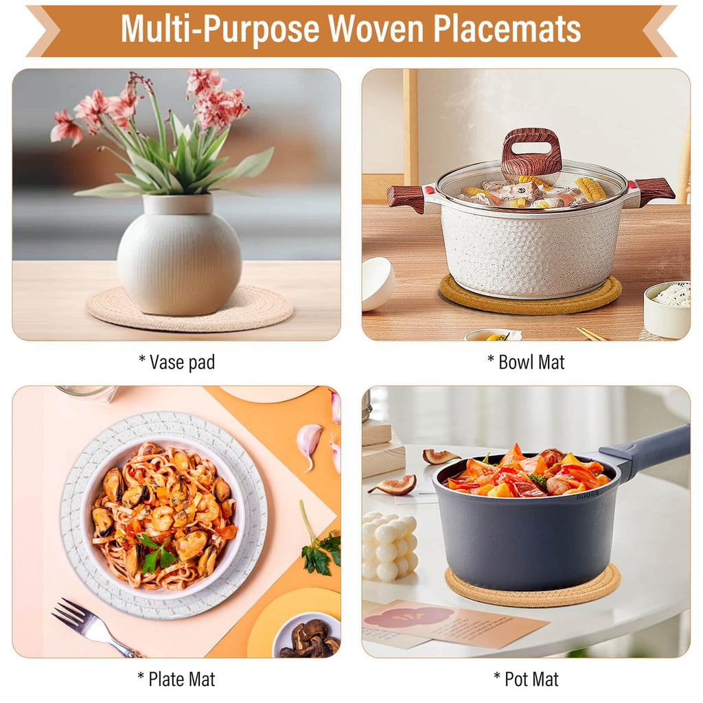 Tidponra Trivet Mats Set for Hot Dishes, 5 Heat Resistant Pot Holders Kitchen Counter, Table, Home Essentials, Anti Stain Hot Pads Plate Mats for Hot pots and Pans, 7 Inches
