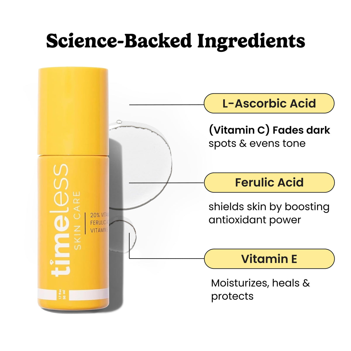 Timeless 20% Vitamin C + E Ferulic Acid Serum, Antioxidant, 1 fl oz