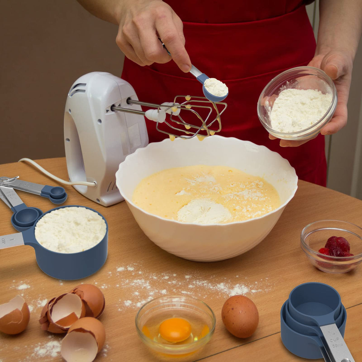 Measuring Cups & Spoons Set, Stackable Cups and Spoons