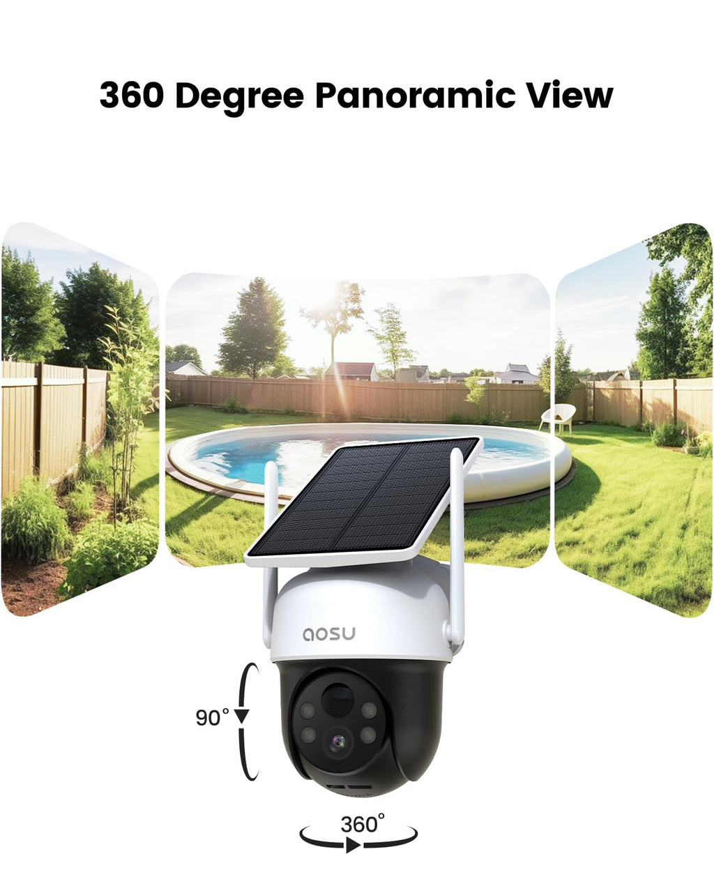 aosu Solar Camera Outdoor Wireless for Home Surveillance,Fixed Solar Panel