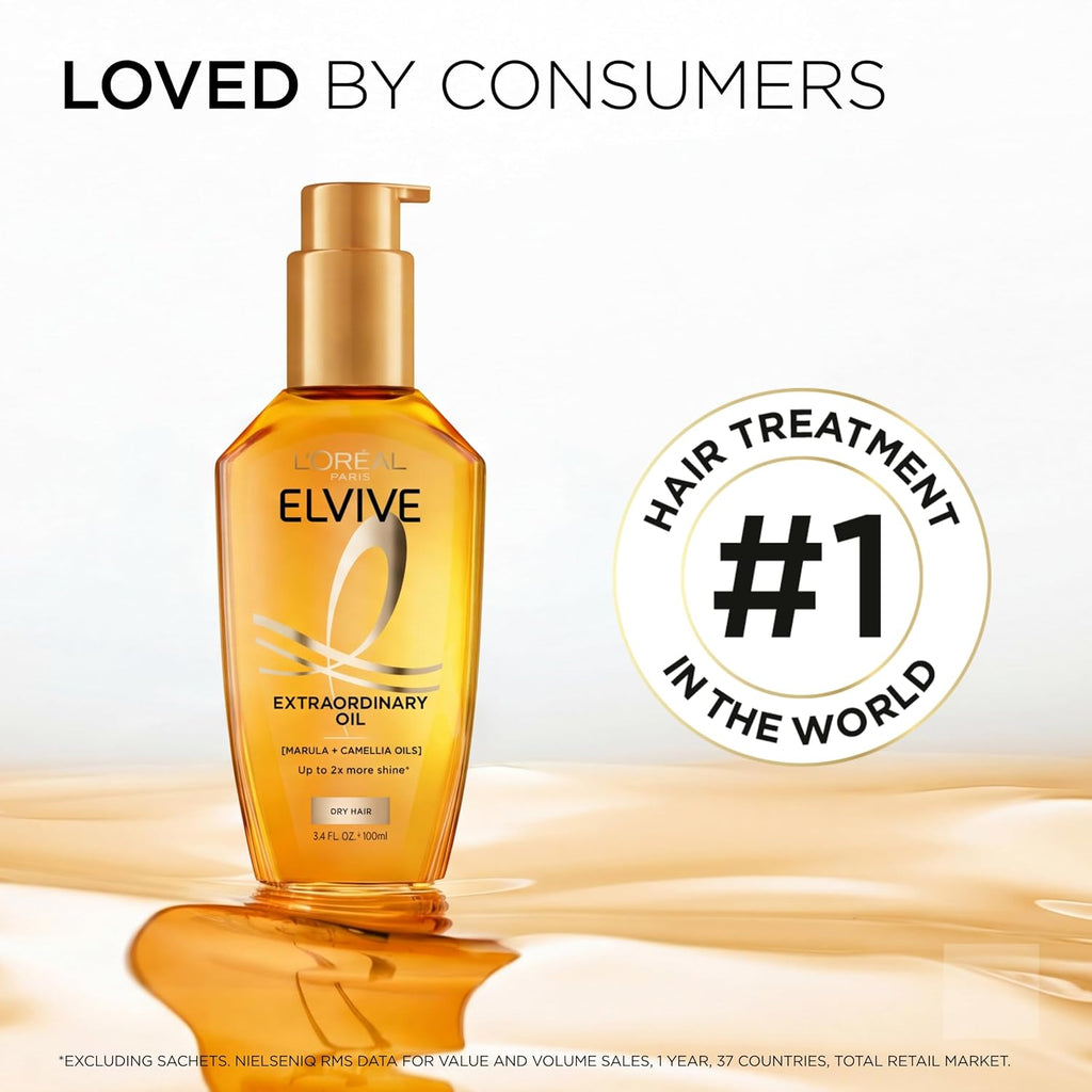 L'Oreal Paris Elvive Extraordinary Oil, Multi-Use Hair Oil, 3.4 Fl Oz