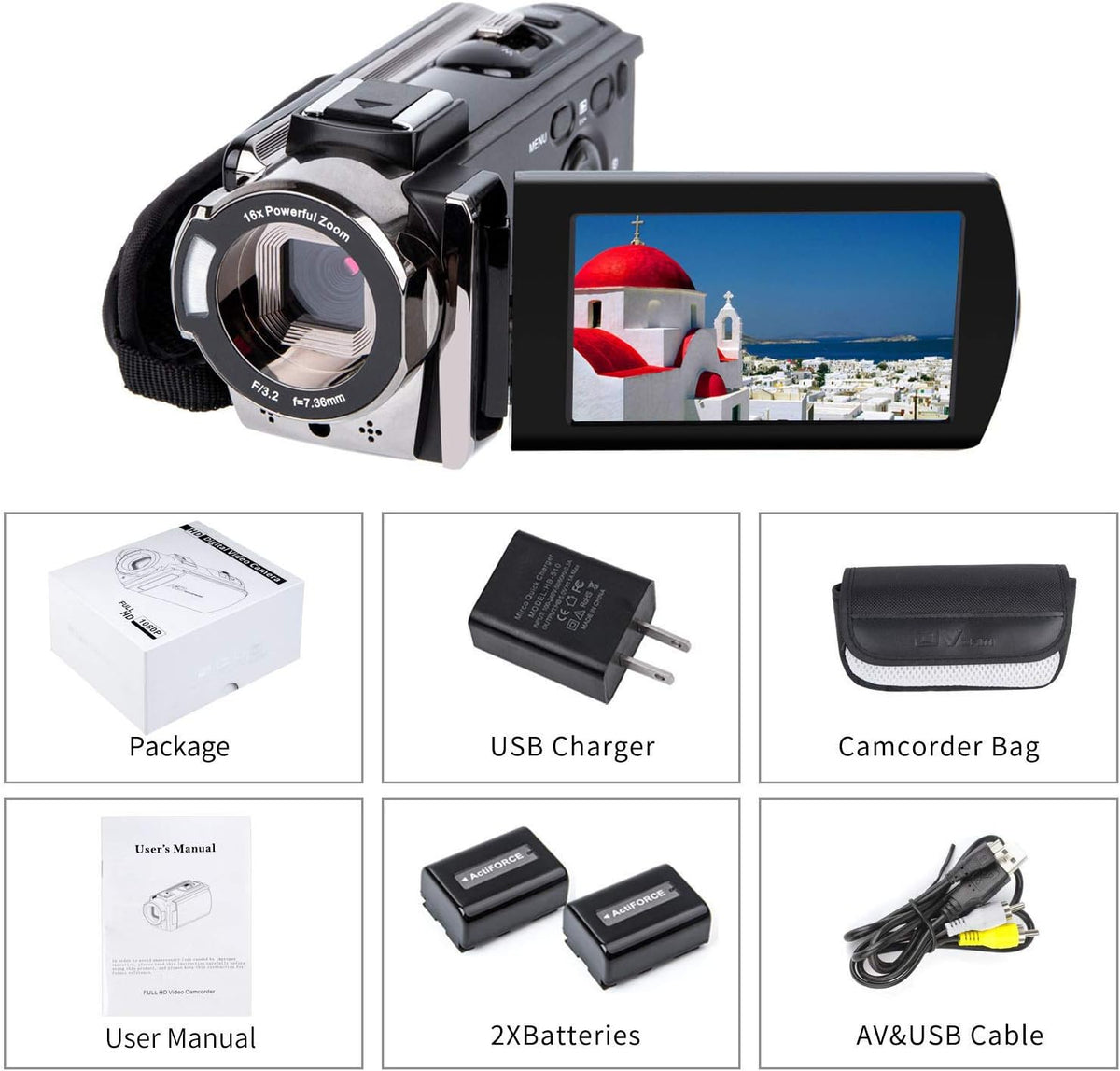 kicteck Video Camera Camcorder Digital Camera Recorder Full HD 1080P 15FPS