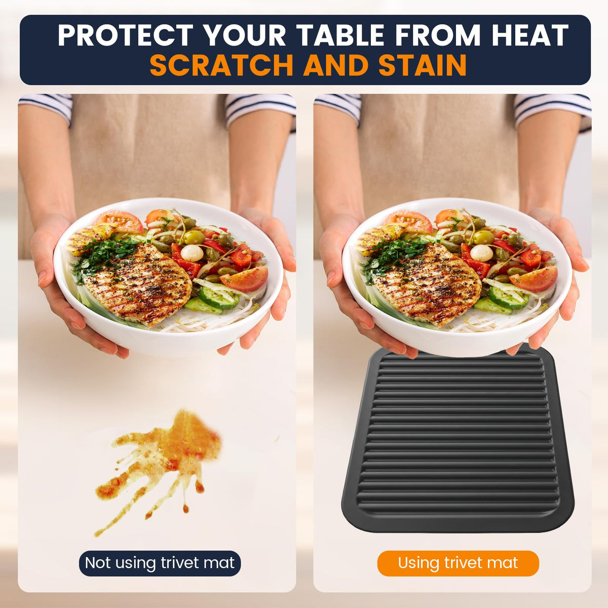 Silicone Trivet Mats 4 Heat Resistant Pot Holders Multipurpose Non-Slip Hot Pads for Kitchen Potholders, Drying mat, Jar Opener, Spoon Holder, Coaster(Dark Grey)