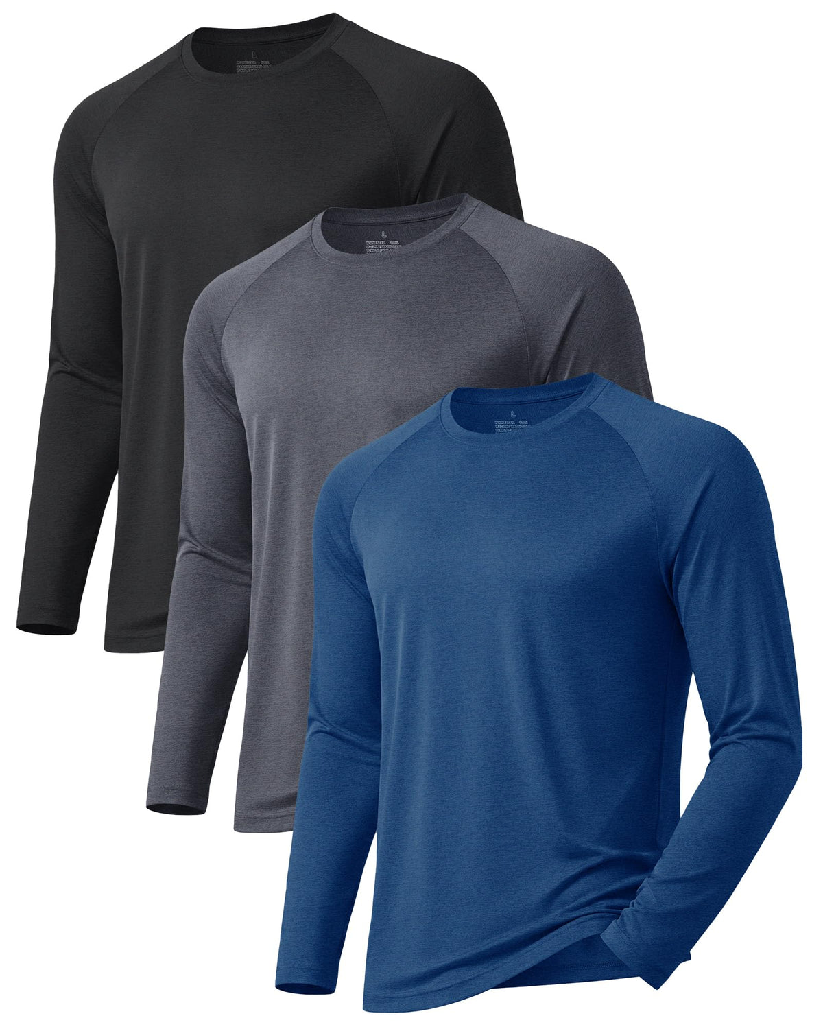 3 Pack Long Sleeve Shirts for Men Sun Protection Quick Dry Workout T Shirts