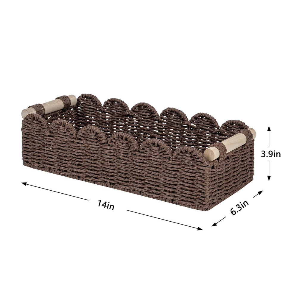 CubesLand Scalloped Toilet Paper Storage Basket W/Handle for Home Decor