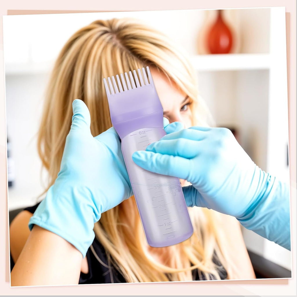 Pimoys 2Pcs 6Oz Root Comb Hair Dye Oil Applicator Bottles For Scalp, Purple