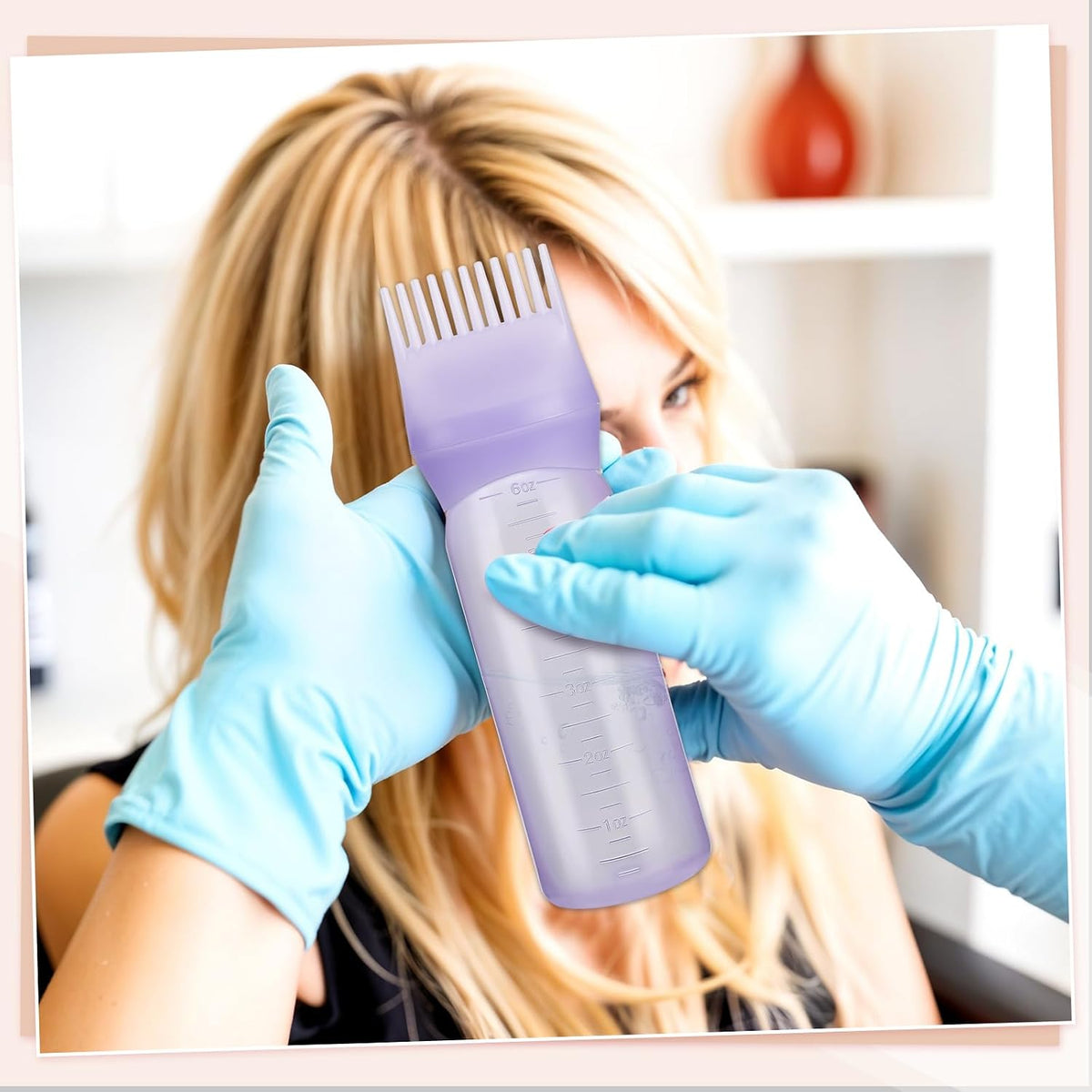 Pimoys 2Pcs 6Oz Root Comb Hair Dye Oil Applicator Bottles For Scalp, Purple