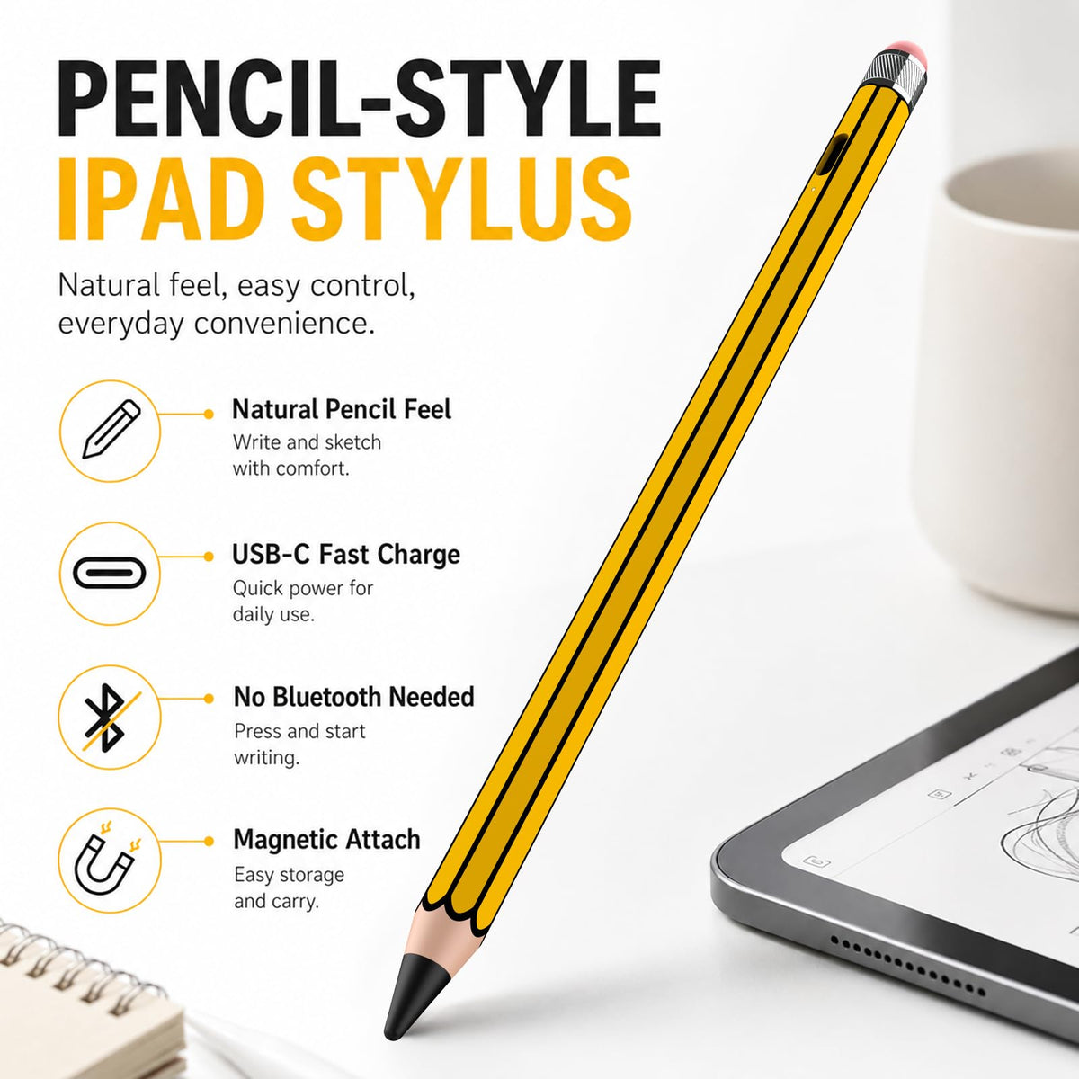 HATOKU Stylus Pen for Apple iPad 2018-2026 Magnetic for Note-Taking Drawing