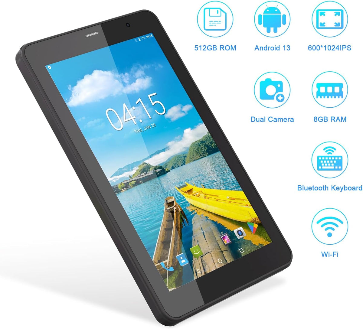 C idea 7 Inch Tablet,Android 13 Tablet,Quad Core Processor,8GB RAM 512GB ROM,512GB Expand,Dual Camera,Tablet with SIM, WiFi,Bluetooth,Case,StylusCM518 Pro (Green)