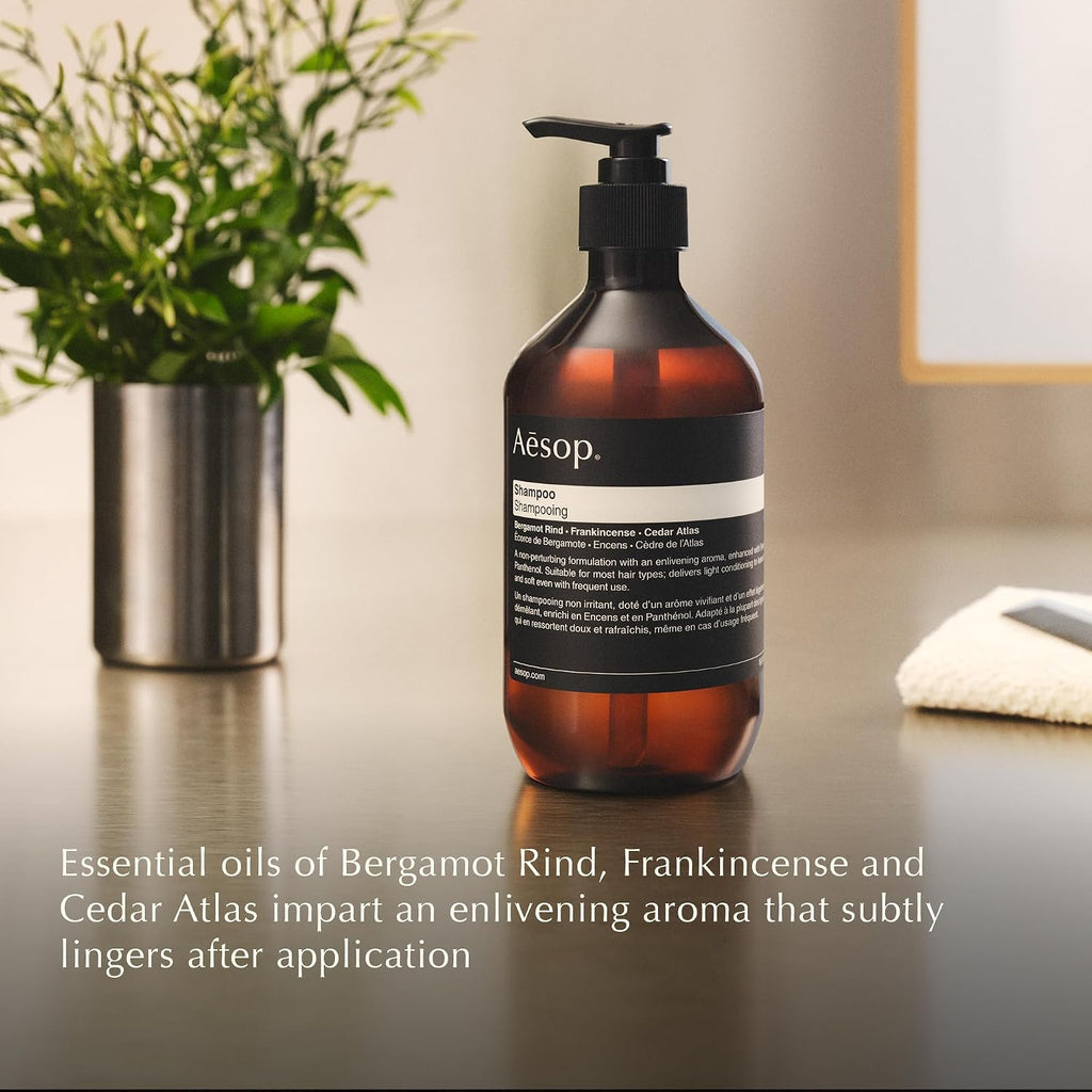 Aesop Shampoo | Soften Hair, Restore Shine | Bergamot Rind, Frankincense, Cedar Atlas | 16.9 oz / 500mL