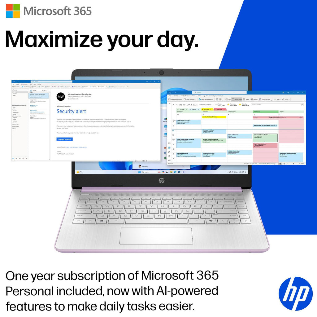 HP 2026 Everyday Laptop, Intel CPU, 128GB Storage, Copilot AI, Office 365