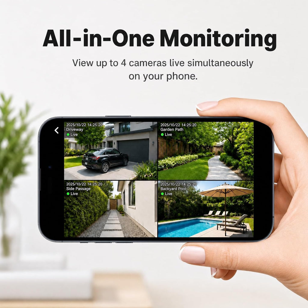 SEHMUA Security Cameras Wireless Outdoor Kit, No Monthly Fee, Local Storage