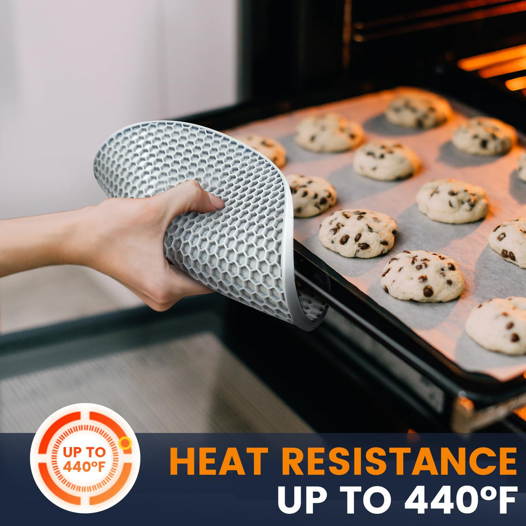 Silicone Trivet Mats 4 Heat Resistant Pot Holders Multipurpose Non-Slip Hot Pads for Kitchen Potholders, Drying mat, Jar Opener, Spoon Holder, Coaster(Dark Grey)
