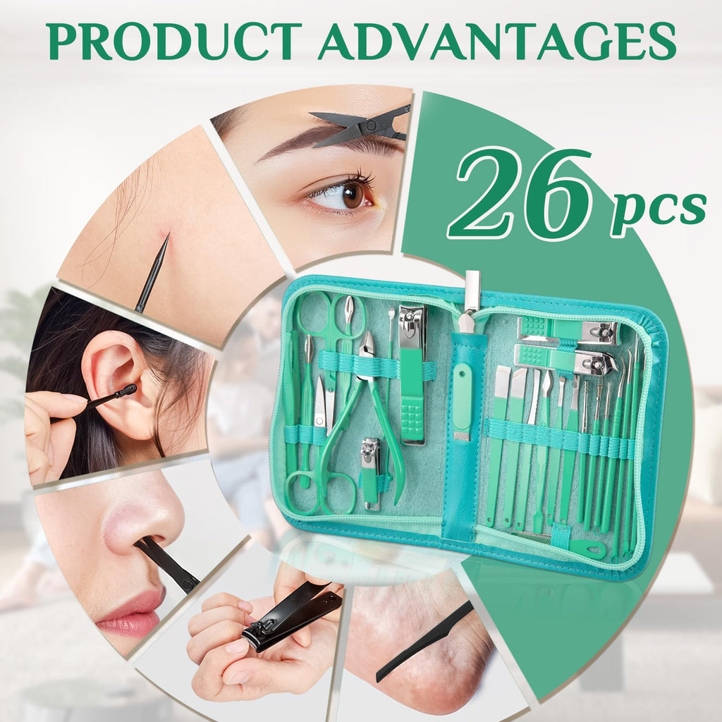 MINKINH Manicure Set Nail Clippers Set Pedicure Kit, 26-Piece Brown
