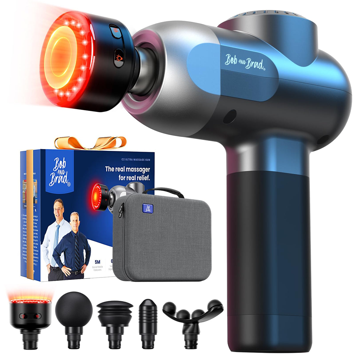 BOB AND BRAD C2 Pro Massage Gun with Heat and Cold Therapy, FSA Eligible & HSA Approved, PT-Developed Deep Tissue Back Massager for Athletes, Men & Women — Birthday & Holiday Gifts