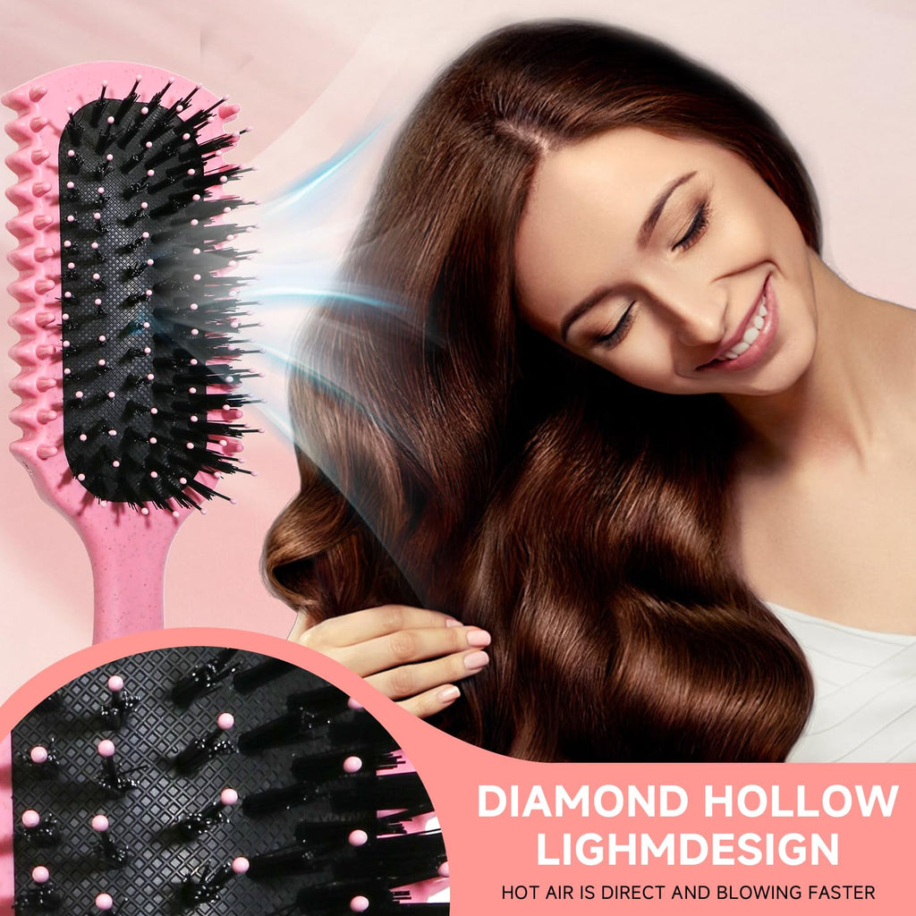 Women Electric Spray Air Cushion Massage Hair Comb, Self‑Cleaning Anti‑Tangle Anti‑Static Volumizing Brush, for Frizz Control Smooth Shine Daily Hair Care(Pink)