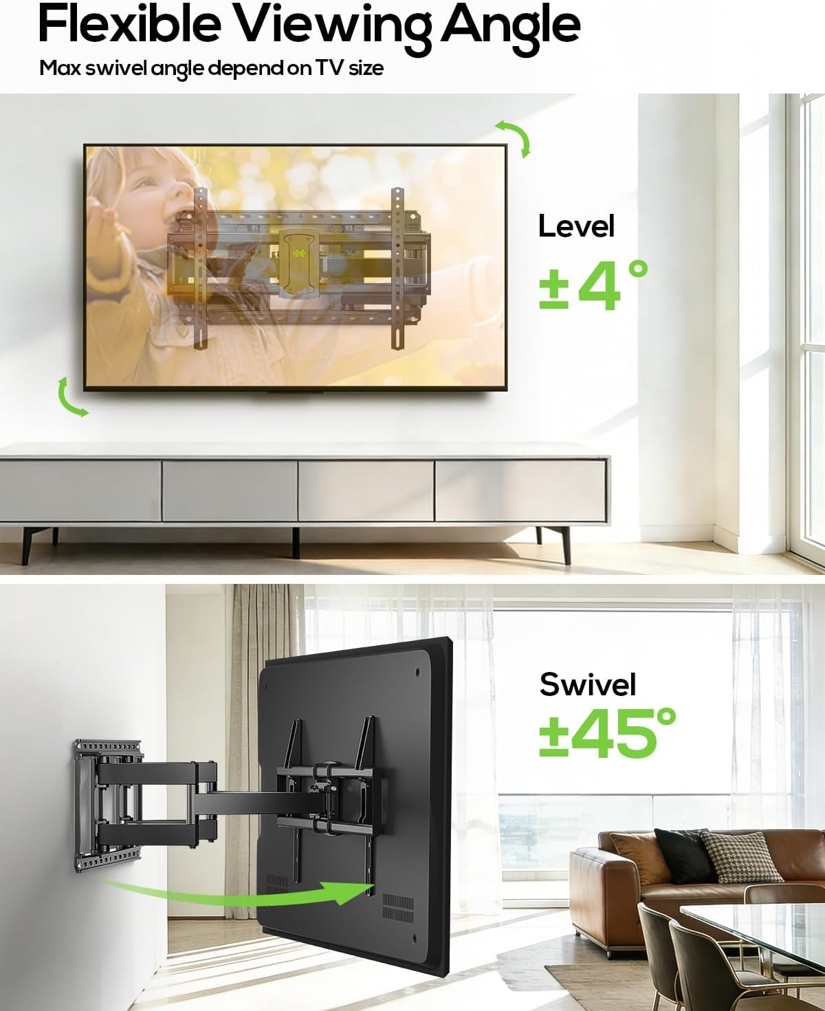 USX MOUNT Full Motion TV Wall Mount for Large TVs 42-97 Inch up to 150 lbs