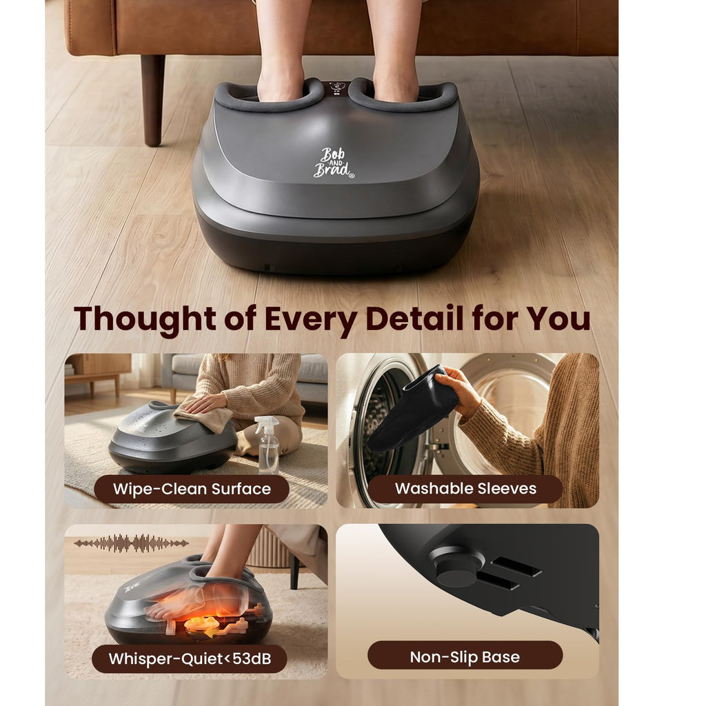 BOB AND BRAD Foot Massager Machine with Heat, FSA Eligible HSA Shiatsu Foot Massager for Plantar Fasciitis & Neuropathy with Kneading & Compression, Cordless Remote Control, Gift for Family, Size 14