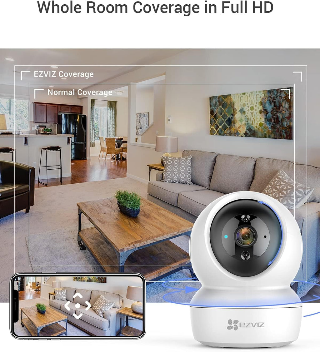 EZVIZ كاميرا واي فاي داخلية C6N G1 2K للمنزل، تقنية كشف الحركة البشرية، تغطية 360 درجة، رؤية ليلية ملونة، غالق الخصوصية، دورية تلقائية، تخزين 512GB