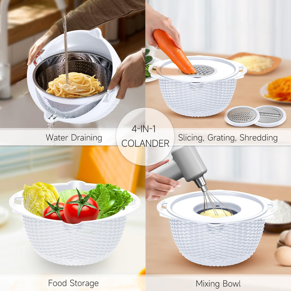 Over the Sink Colander - Strainers and Colanders - Sink Strainer Basket - Expandable Fine Mesh Strainer with Rubber Grip for Veggie, Fruits, Pasta, Home Kitchen Essentials (9.5W x 13.4-21.3L x 3.3H)