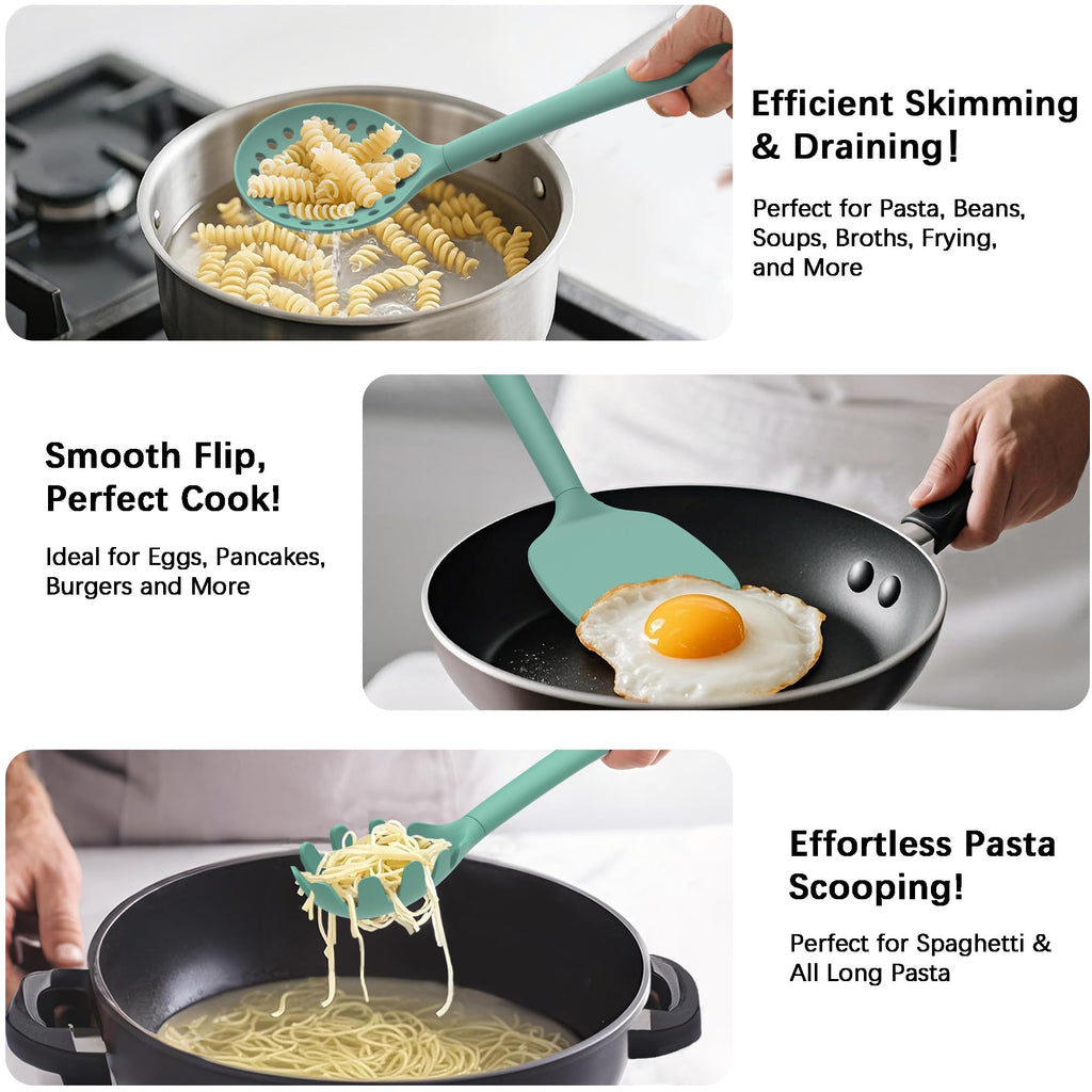 Silicone Kitchen Cooking Utensils Set, Heat Resistant, 14-Piece