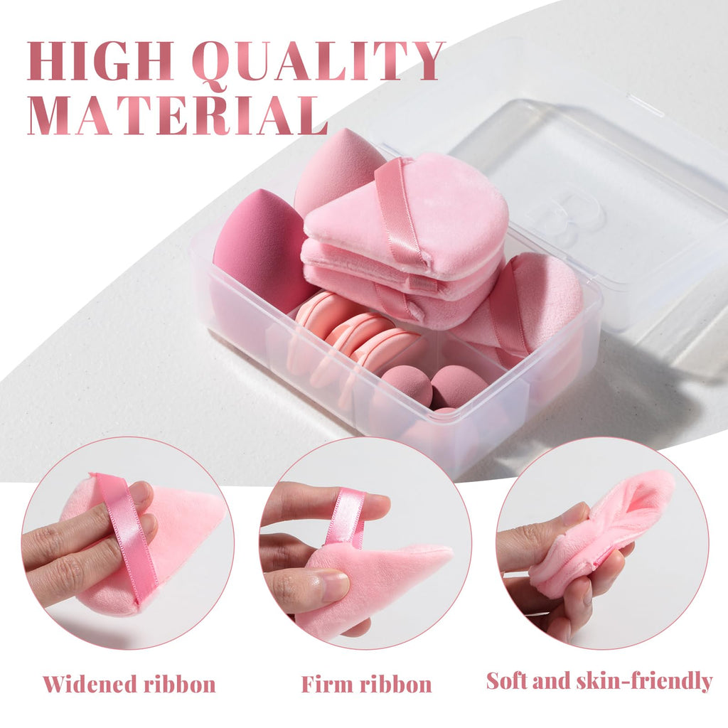 Makeup Sponge Set BS-MALL Triangle Puff 14PCS Non-Latex Beauty Blender Sponges with Travel Case, Soft Makeup Puff for Foundation, Concealer, Cream & Powder, Face & Eye Blending for Sensitive Skin