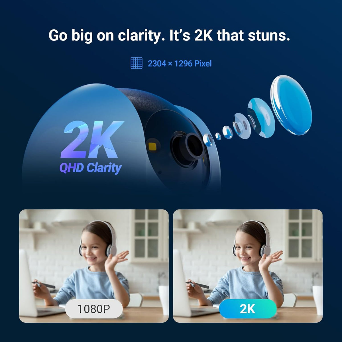 EZVIZ كاميرا واي فاي داخلية C6N G1 2K للمنزل، تقنية كشف الحركة البشرية، تغطية 360 درجة، رؤية ليلية ملونة، غالق الخصوصية، دورية تلقائية، تخزين 512GB