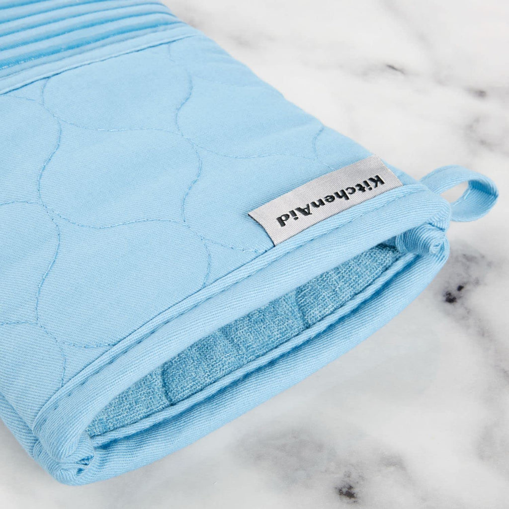 KITCHENAID Quilted Cotton Terry Cloth Oven Mitt, Pot Holder, Kitchen Towel 4-Pack Set, Heat Resistant, Silicone Grip, 16"x26", 7"x13" & 7"x10", Milkshake Tan