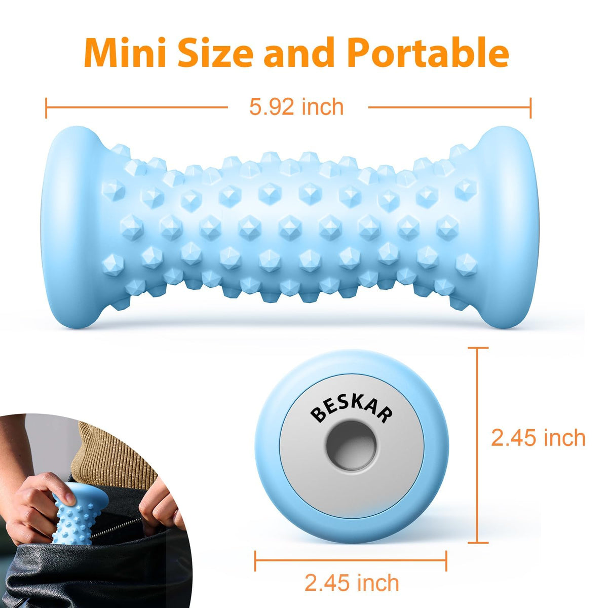 BESKAR Foot Massager Roller for Plantar Fasciitis Relief