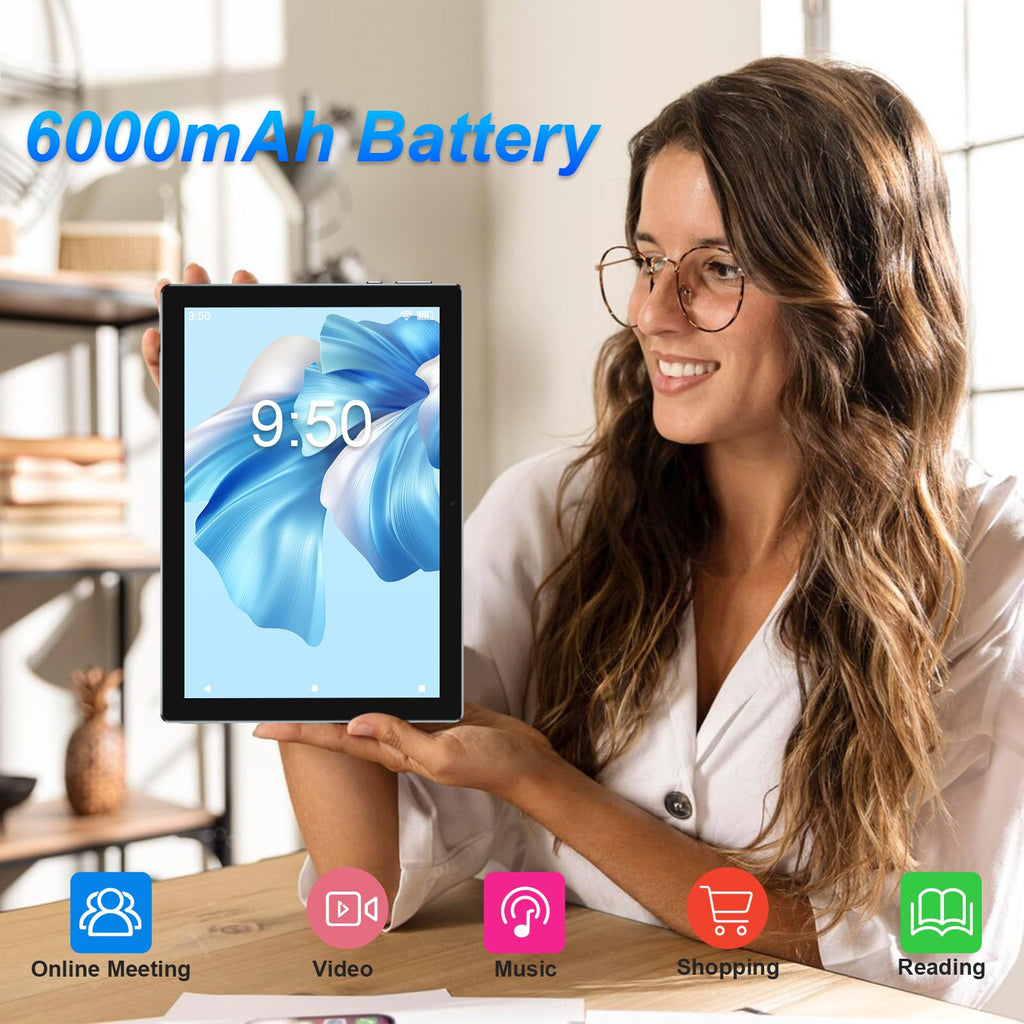 IWEGGO Android 15 Tablet, 10 Inch 18GB RAM+128GB ROM/ 2TB Expandable Tablet, 2.0GHz Quad-core Processor, 1280*800 HD Touch Screen, 5G WiFi6 BT 5.0, 2 in 1 Tablets with Keyboard Case Mouse Stylus Pink