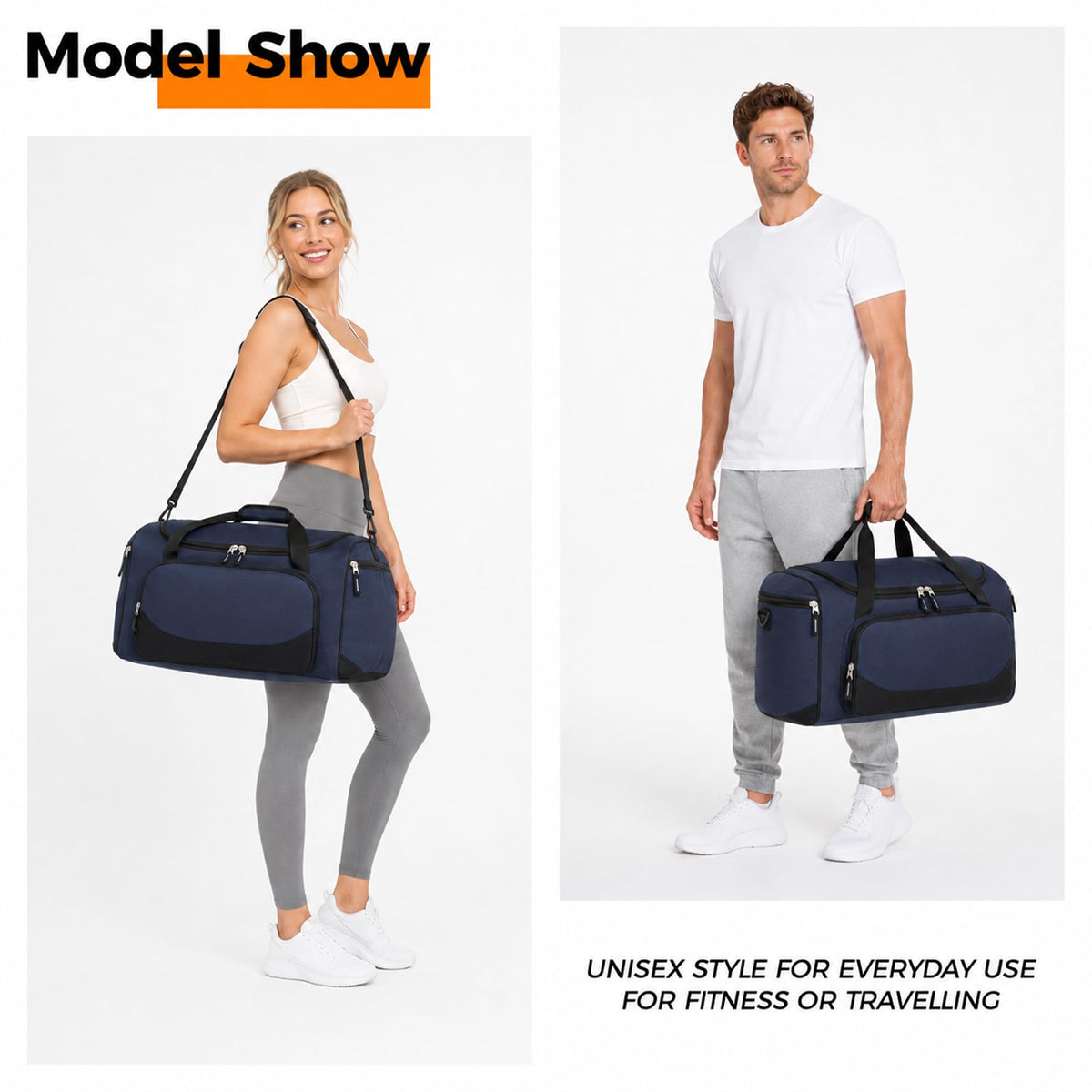 Gym Bag for Men & Women - 50L Large Duffle Bag for Travel, Black