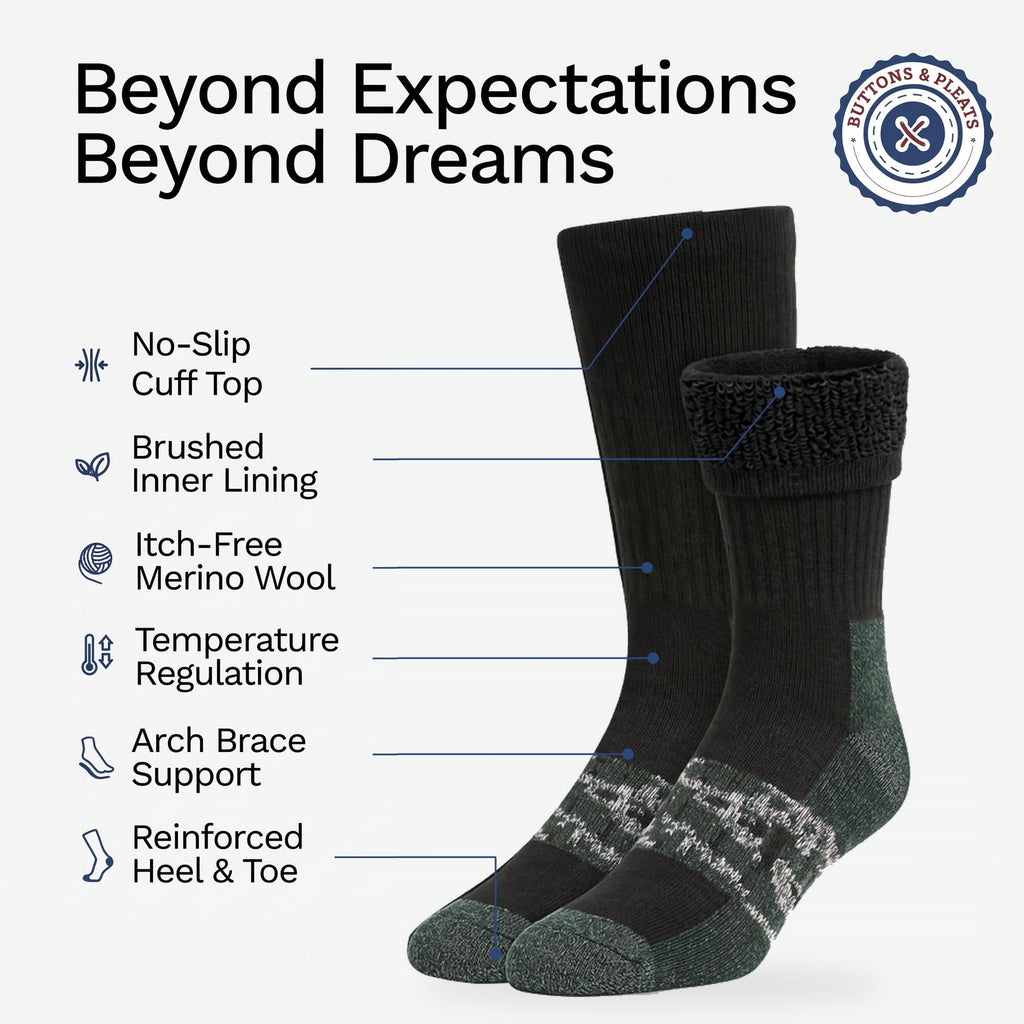 Wool Socks for Men & Women Merino Thermal Warm Cozy Winter Boot Sock