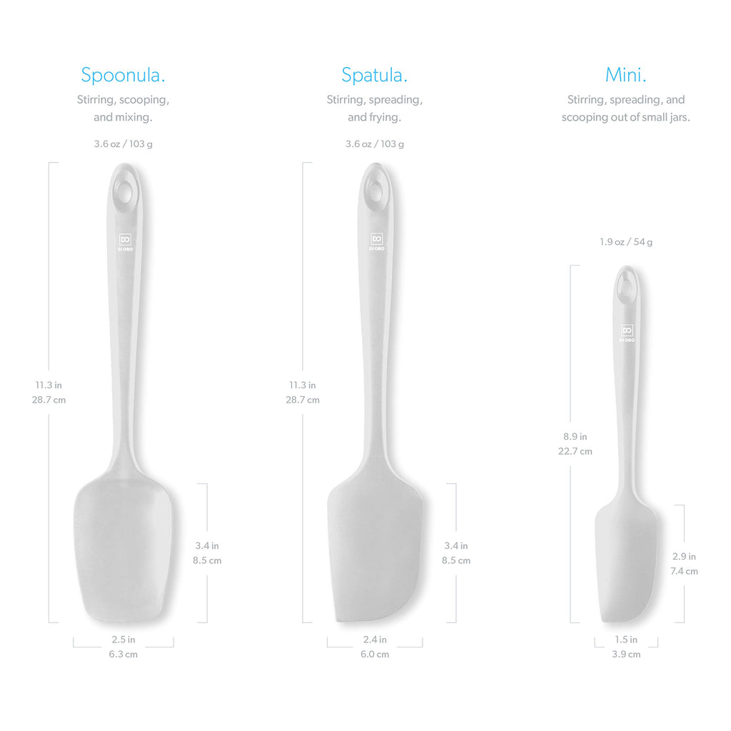 DI ORO Silicone Spatula Set - 600F Heat Resistant, 3-Pc Black